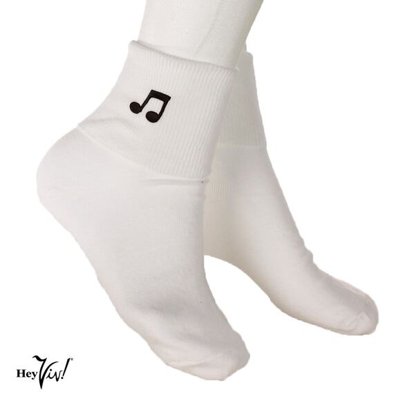 Hey Viv Accessories - Music Note Bobby Socks Womens 9-11 Socks w Embroidered Appliques - Hey Viv